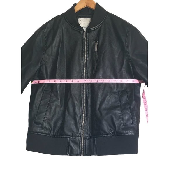 A New Day Vegan Faux Leather  Bomber zip up jacket size large NWOT - Picture 7 of 8